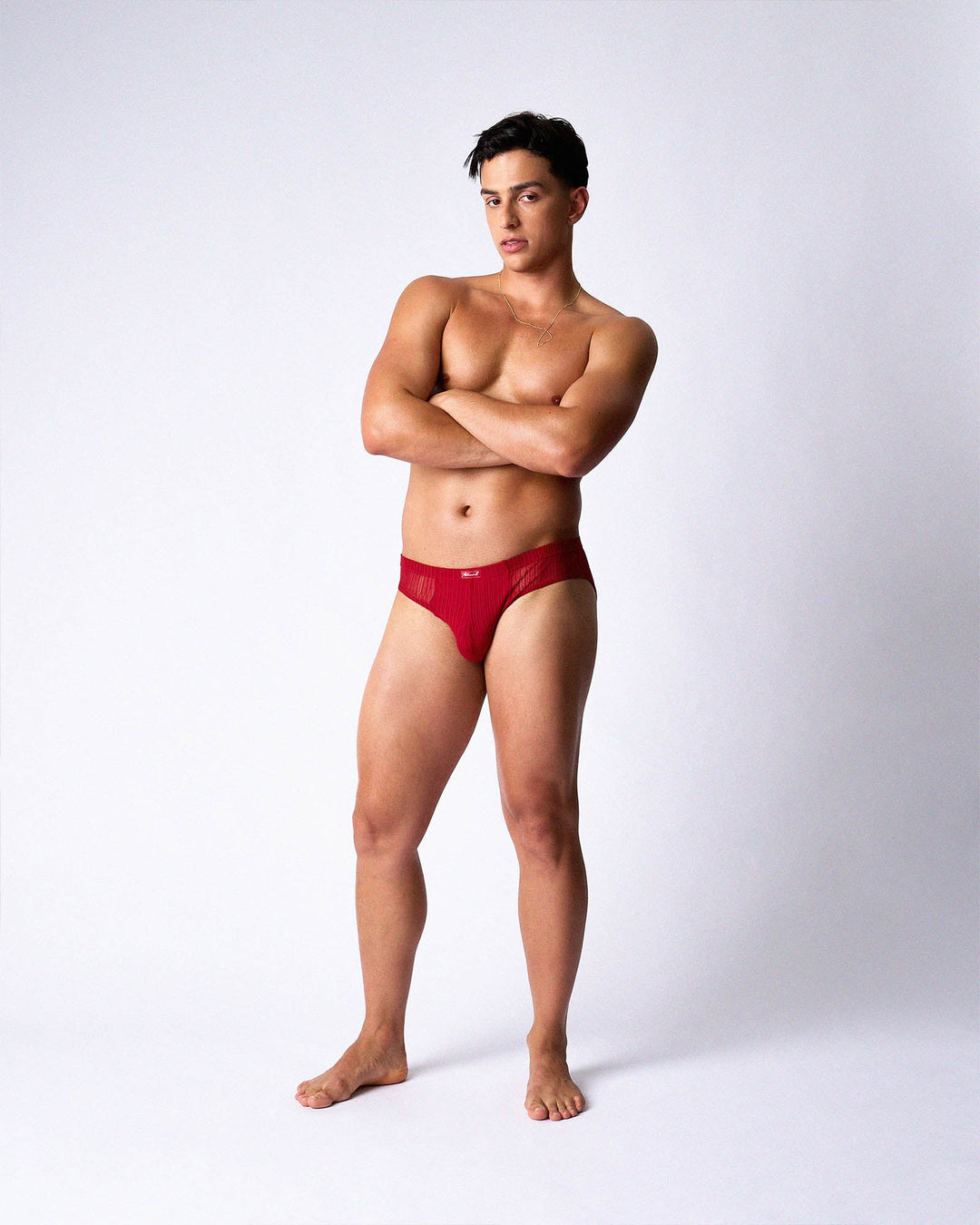 TEAMM8 Romeo Men's Sheer Bikini Brief – Cherry | Low-Rise Fashion Underwear