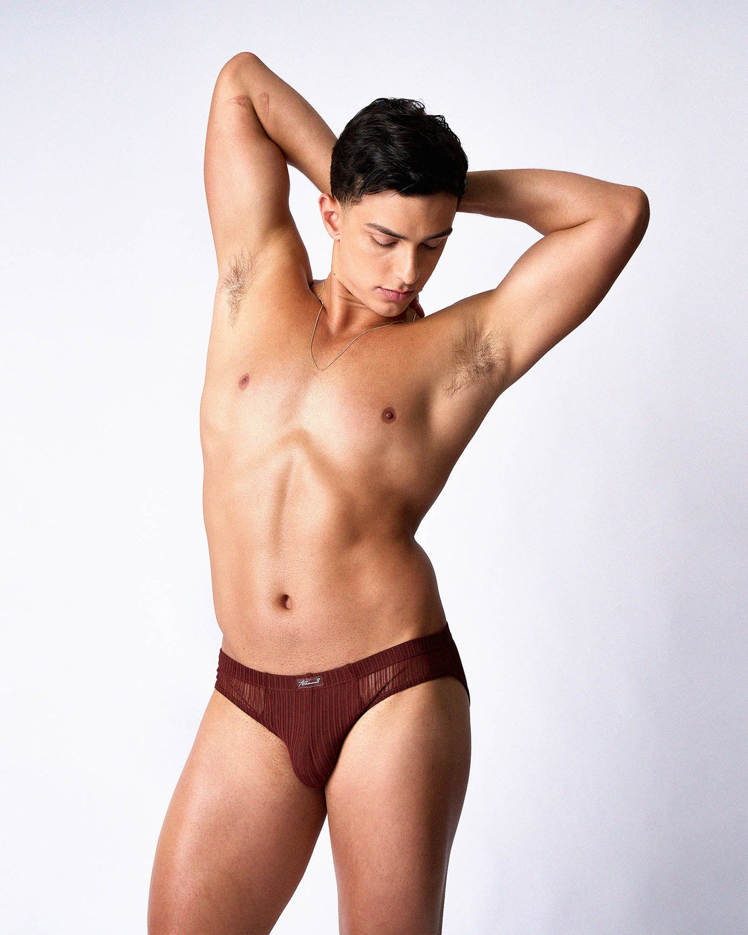 TEAMM8 Romeo Sheer Bikini Brief — Mahogany | Men's Sheer Bikini Brief