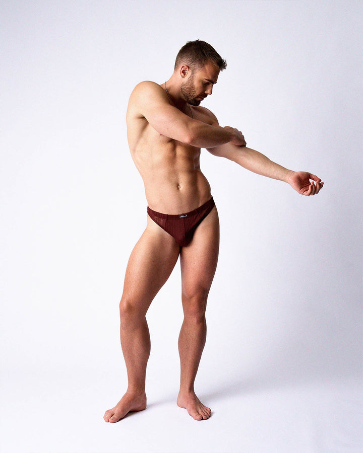 TEAMM8 Romeo Sheer Thong — Mahogany | Men's Sheer Thong Underwear