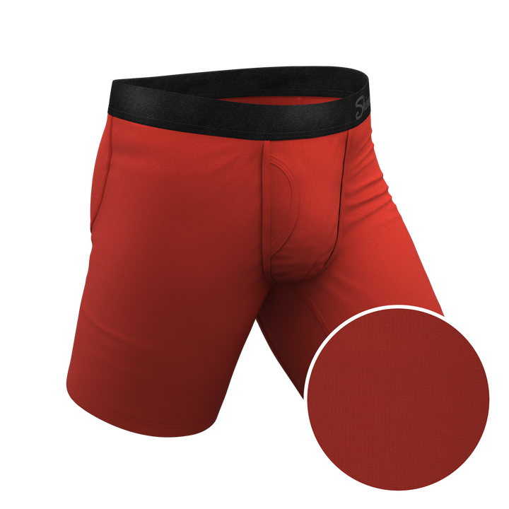 Shinesty "The Rust Fund" Solid Rusty Red Ball Hammock® Pouch Long Leg Boxer Briefs (With Fly)