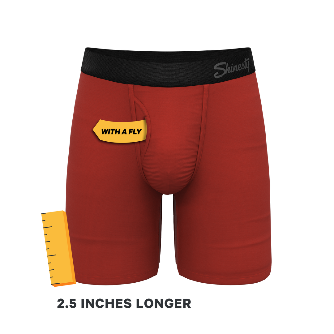 Shinesty "The Rust Fund" Solid Rusty Red Ball Hammock® Pouch Long Leg Boxer Briefs (With Fly)