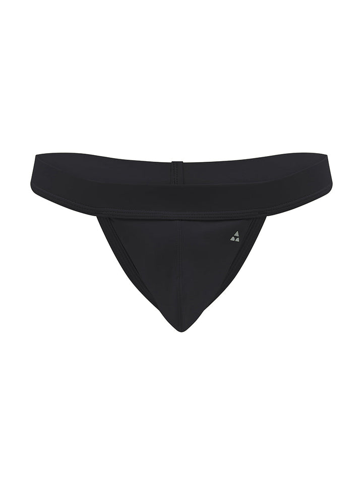 Body Aware Sport Swim Thong in black – men's contoured swim thong belt loop waistband