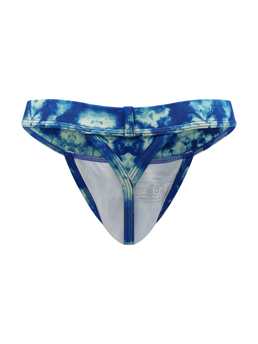 Body Aware Sport Swim Thong in tie-dye – men's contoured swim thong belt loop waistband