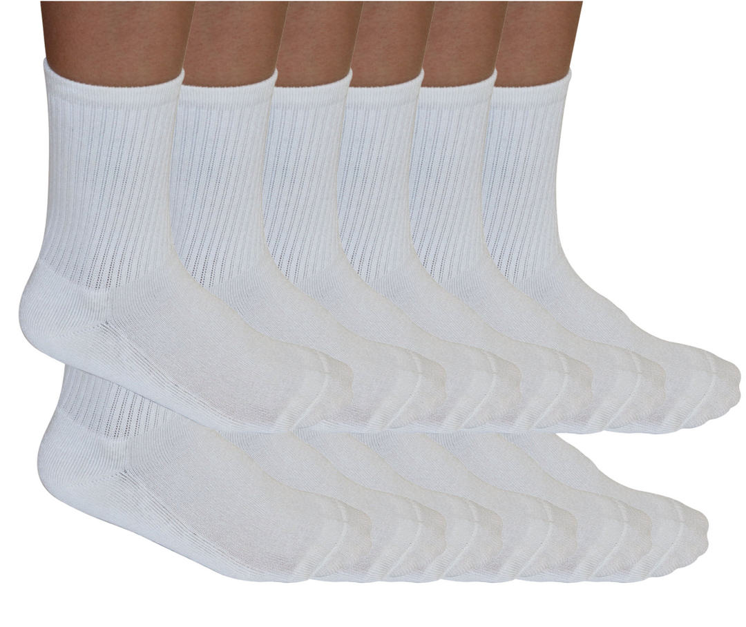 Spun Bamboo 3/4 crew white bamboo athletic socks 12-pack cushioned