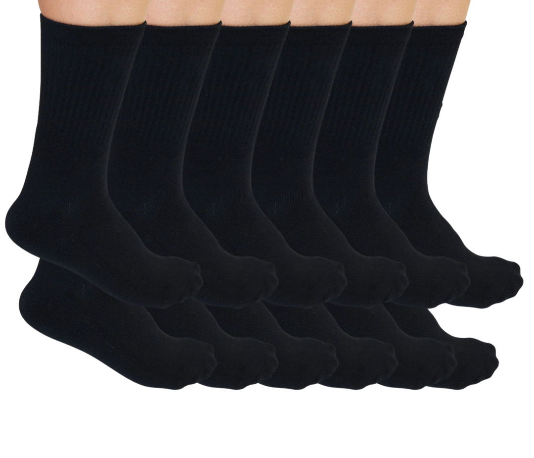 Spun Bamboo black bamboo 3/4 crew work dress socks 12-pack bulk