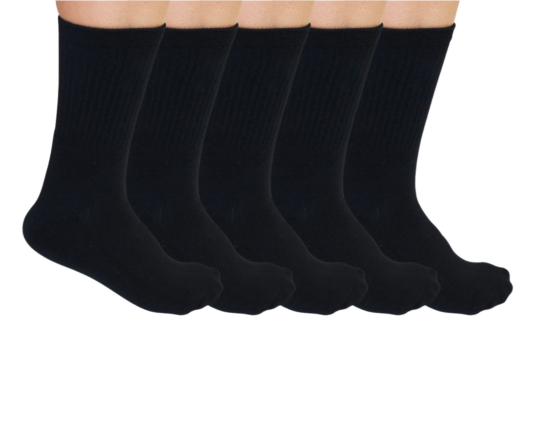 Spun Bamboo 3/4 crew black bamboo mid-calf socks 5-pack