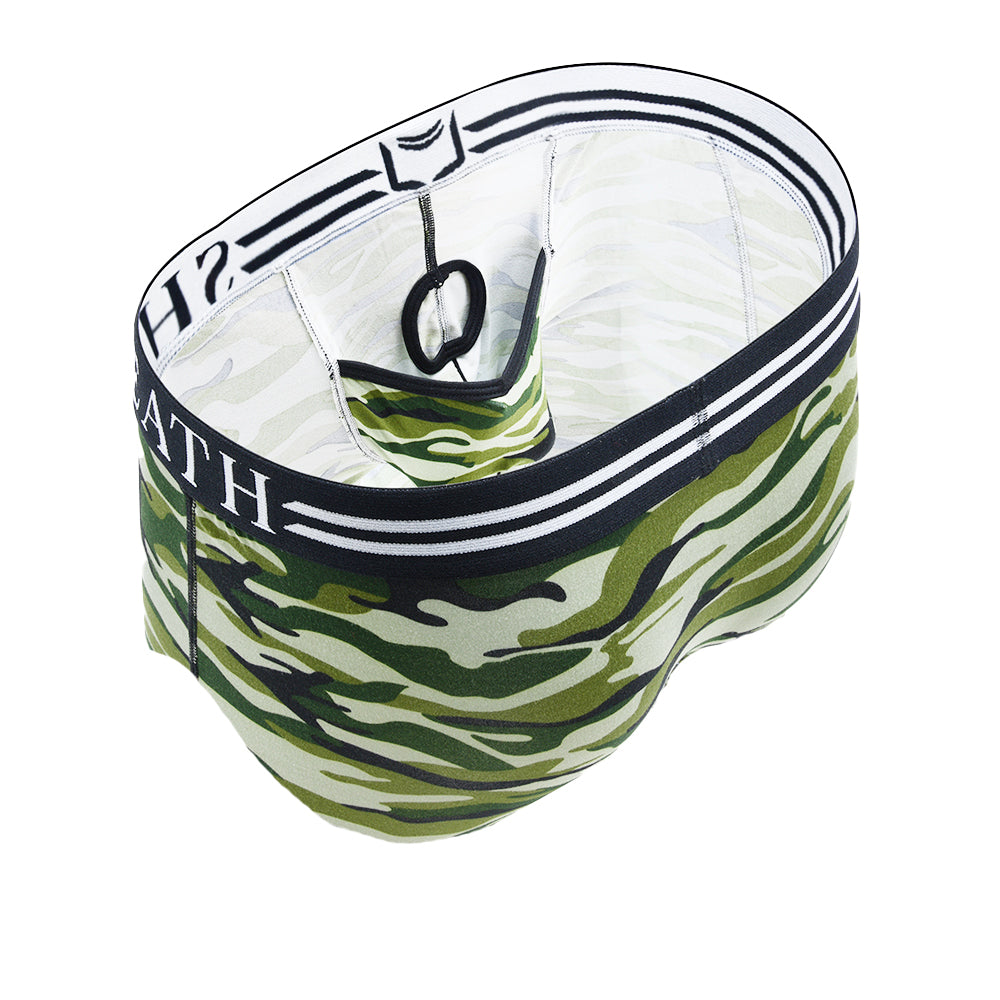 SHEATH Polyester Camo Men's Dual Pouch American Brief – men's camo dual pouch brief underwear