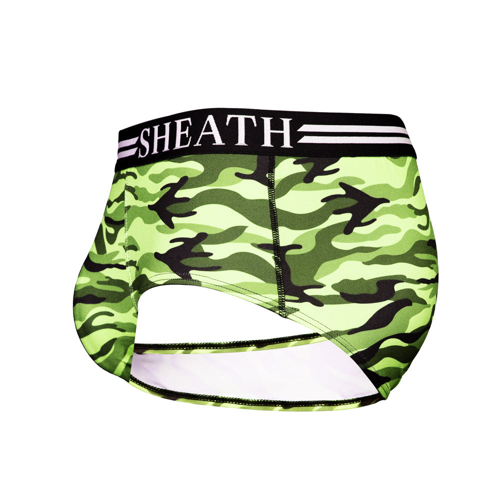 SHEATH Polyester Camo Men's Dual Pouch American Brief – men's camo dual pouch brief underwear