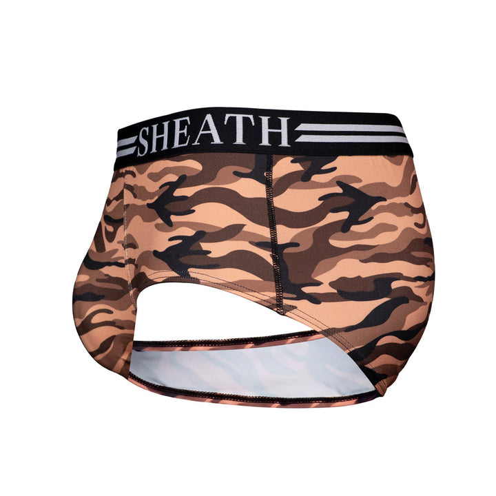 SHEATH Polyester Camo Men's Dual Pouch American Brief – men's camo dual pouch brief underwear