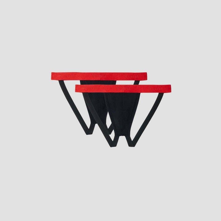 SilkCut men's Micro Modal Air jockstrap 2-pack in black and red – breathable athletic supporter