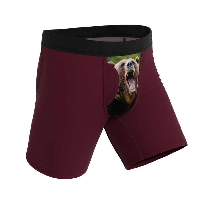 Shinesty "The Scare Bear" Grizzly Bear Long Leg Ball Hammock® Pouch Underwear with Fly