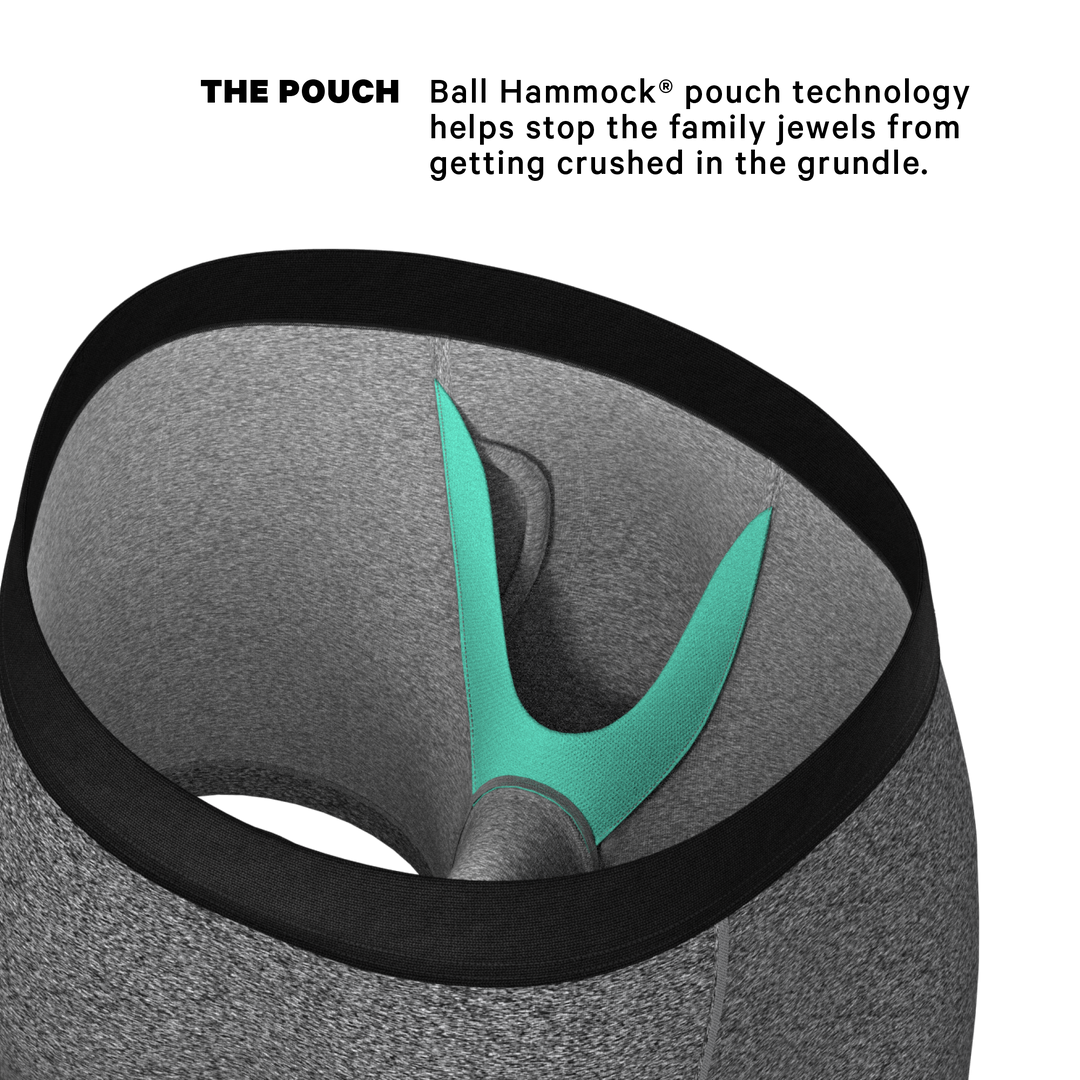 The Seattle Skyline Boxer Briefs | Black Marble Heather Ball Hammock® Pouch with Fly