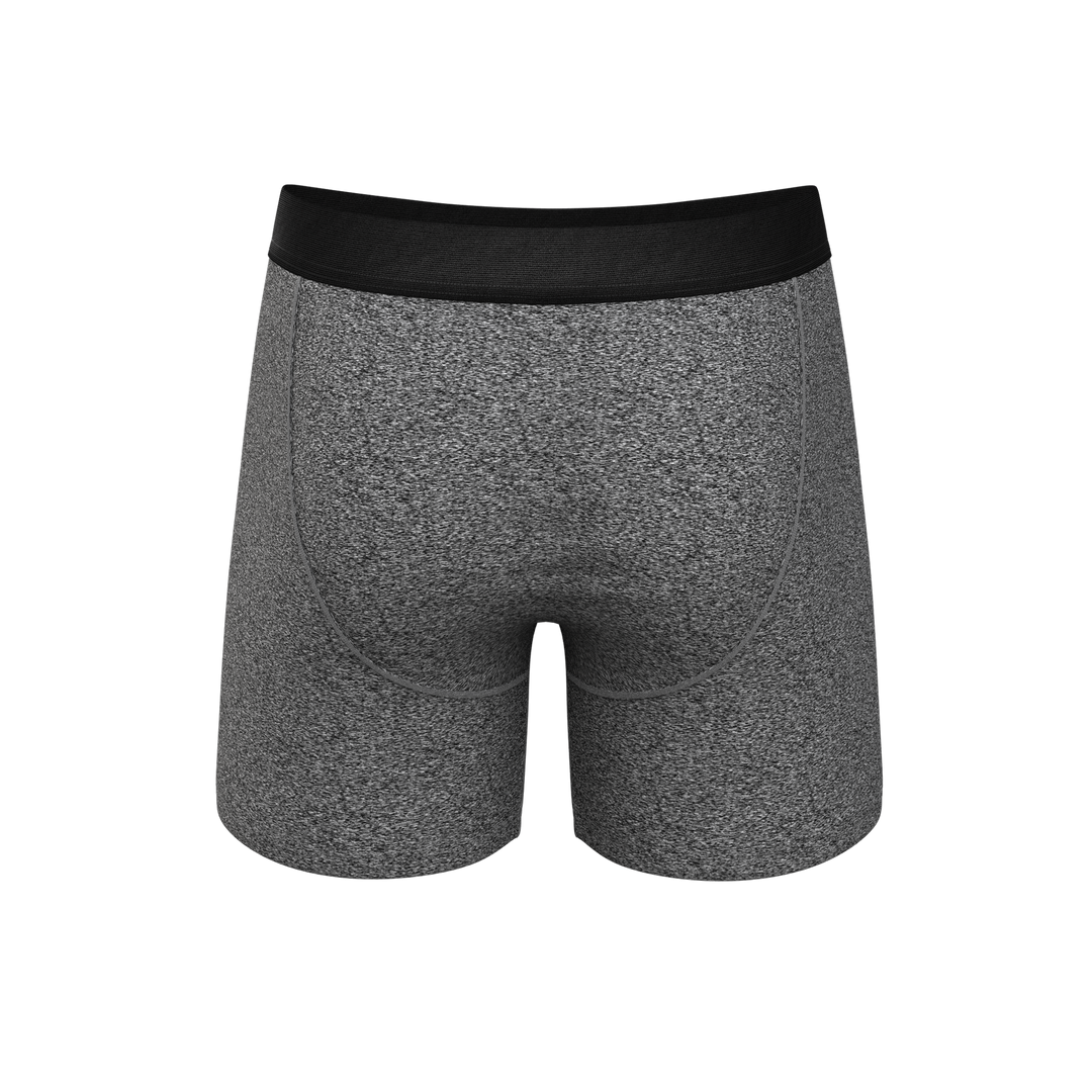 The Seattle Skyline Boxer Briefs | Black Marble Heather Ball Hammock® Pouch with Fly