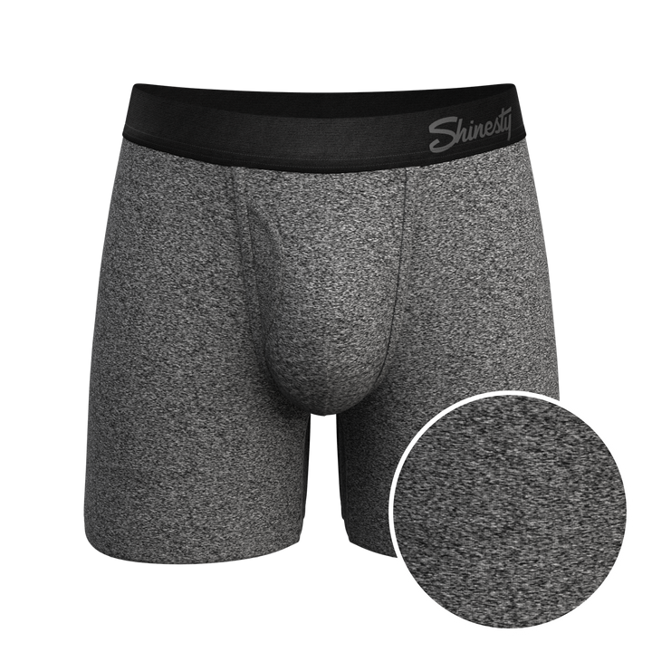 The Seattle Skyline Boxer Briefs | Black Marble Heather Ball Hammock® Pouch with Fly