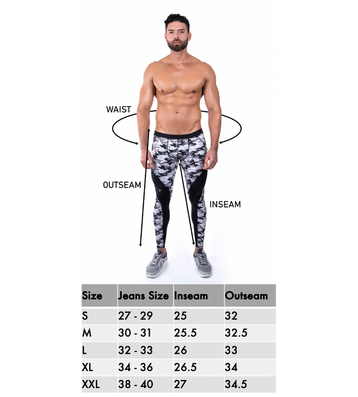 Matador Meggings "Blue Camo" Men’s Performance Compression Tights – High-Stretch Tactical Leggings for Gym, Training & Outdoors