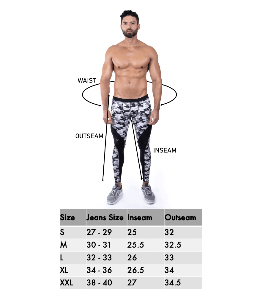 Matador Meggings "Gray Camo" Men’s Performance Compression Tights – Urban Tactical Athletic Leggings for Gym, Running & Yoga