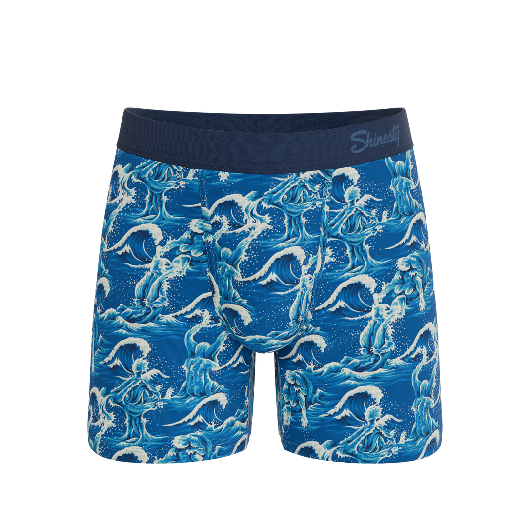 Shinesty The Slippery When Wet naughty wave Ball Hammock pouch underwear – men's wave print boxer briefs