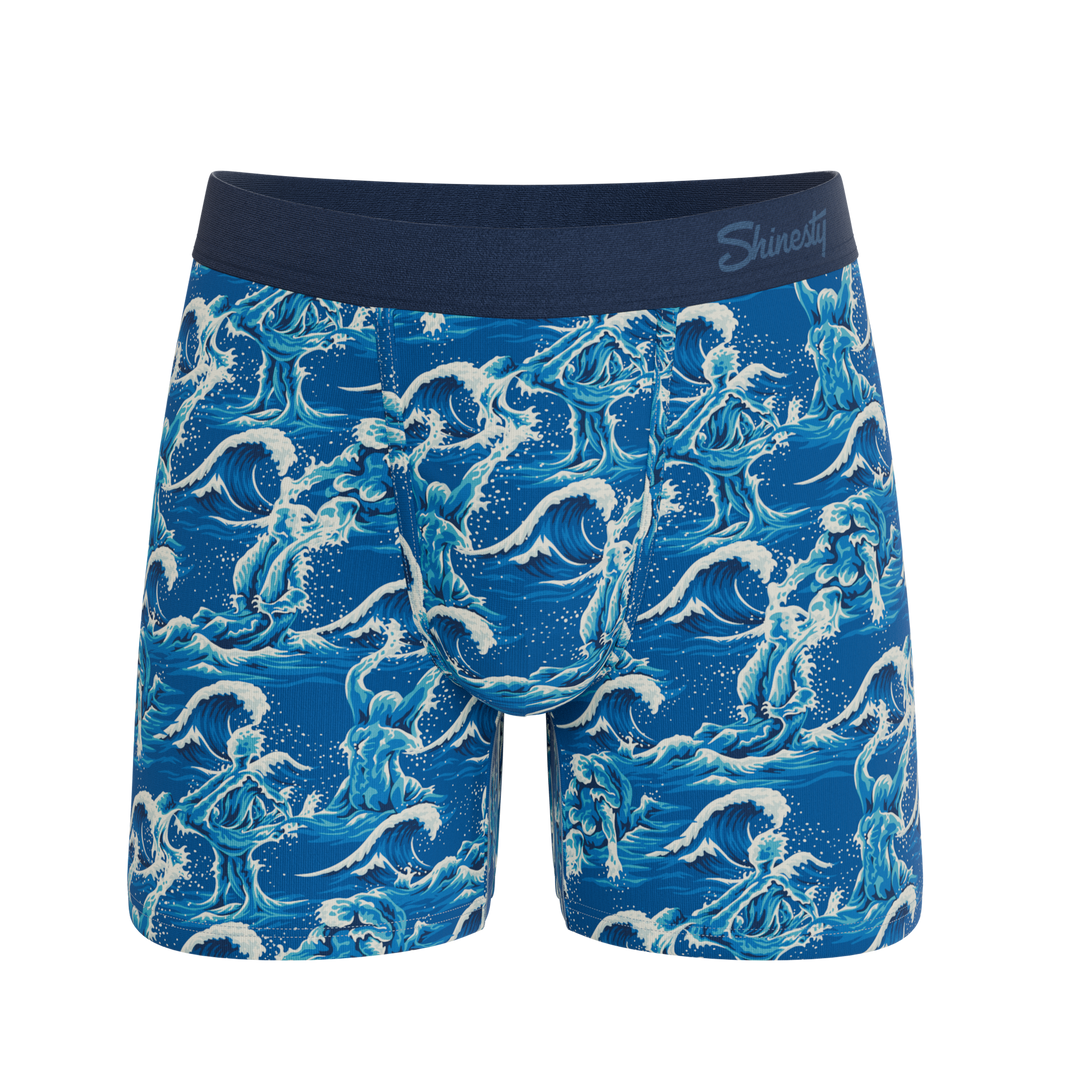 Shinesty The Slippery When Wet naughty wave Ball Hammock pouch underwear – men's wave print boxer briefs