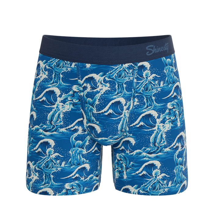 Shinesty The Slippery When Wet naughty wave Ball Hammock pouch underwear – men's wave print boxer briefs