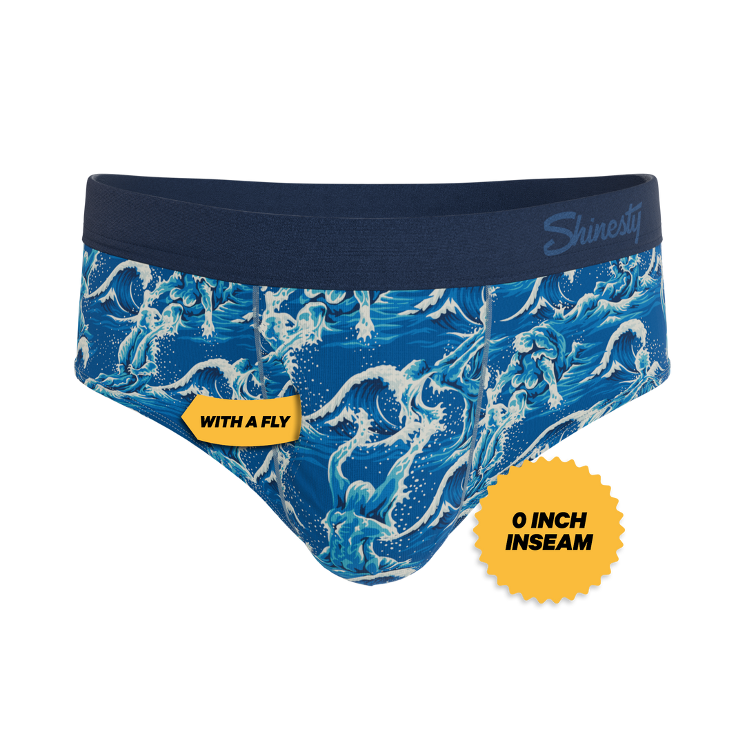 Shinesty The Slippery When Wet naughty wave Ball Hammock pouch underwear briefs – men's wave print brief
