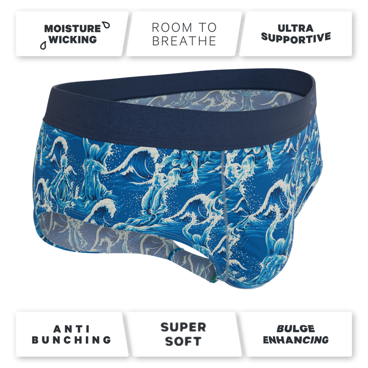 Shinesty The Slippery When Wet naughty wave Ball Hammock pouch underwear briefs – men's wave print brief