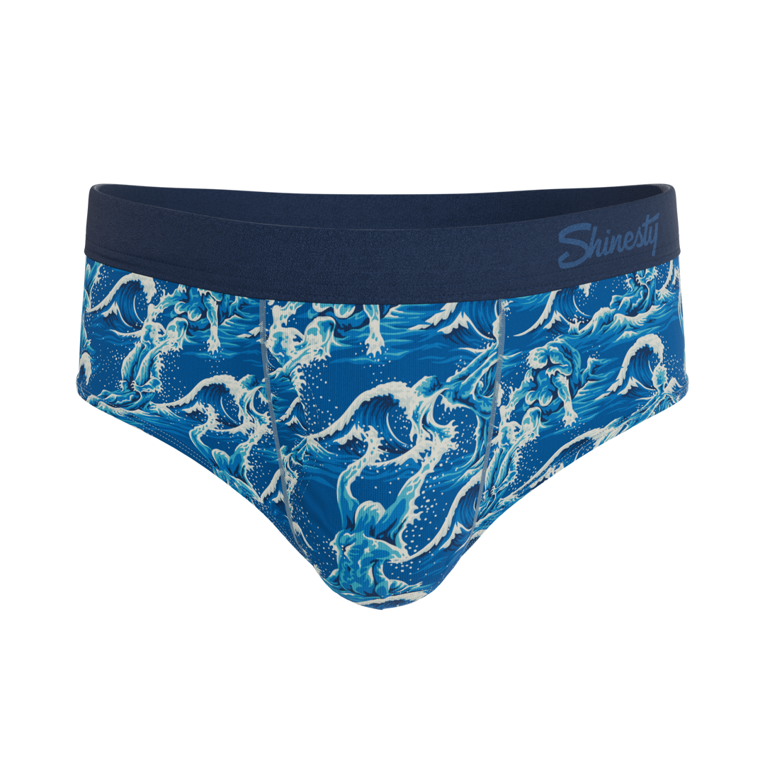 Shinesty The Slippery When Wet naughty wave Ball Hammock pouch underwear briefs – men's wave print brief