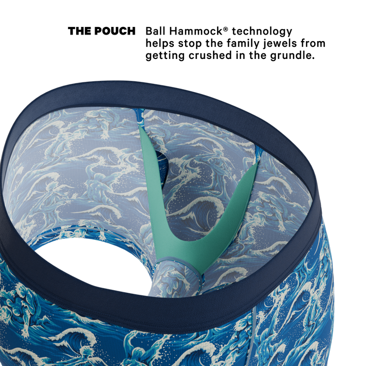 Shinesty The Slippery When Wet naughty wave Ball Hammock pouch trunks – men's wave print trunk underwear