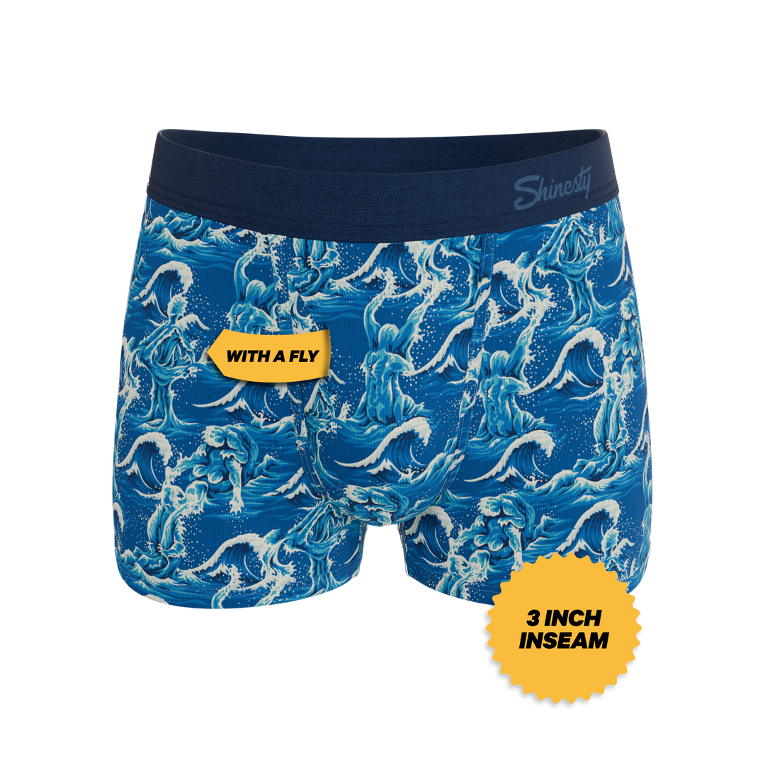 Shinesty The Slippery When Wet naughty wave Ball Hammock pouch trunks – men's wave print trunk underwear