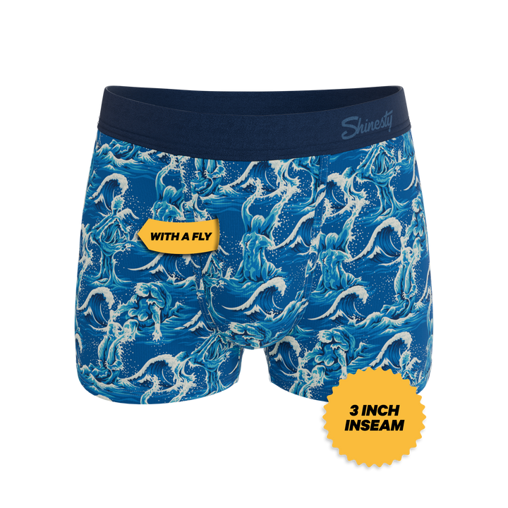 Shinesty The Slippery When Wet naughty wave Ball Hammock pouch trunks – men's wave print trunk underwear