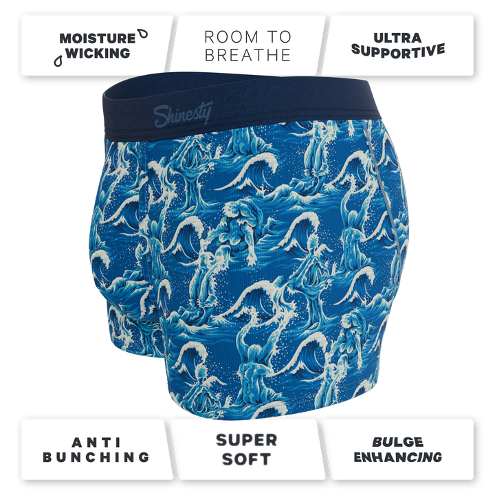 Shinesty The Slippery When Wet naughty wave Ball Hammock pouch trunks – men's wave print trunk underwear