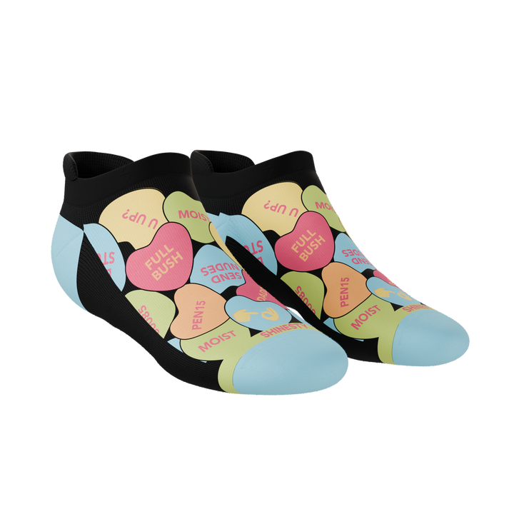 The Smooth Talker | Candy Hearts Heel Hammock™ Ankle Socks