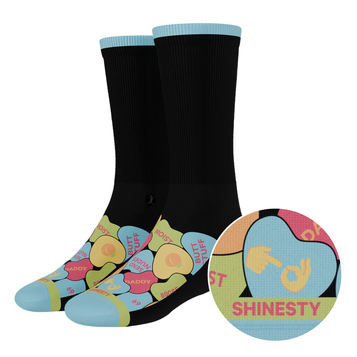 The Smooth Talker | Candy Hearts Heel Hammock™ Crew Socks