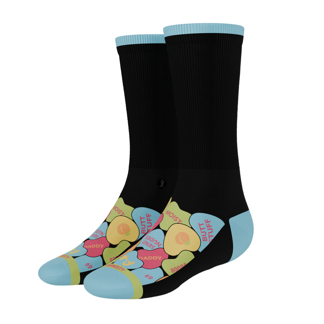 The Smooth Talker | Candy Hearts Heel Hammock™ Crew Socks