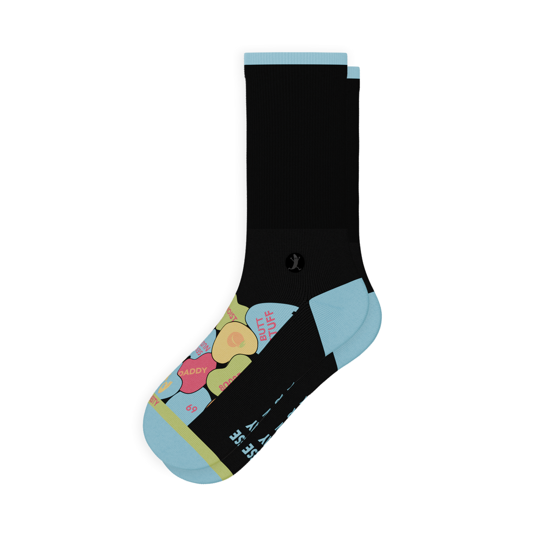 The Smooth Talker | Candy Hearts Heel Hammock™ Crew Socks