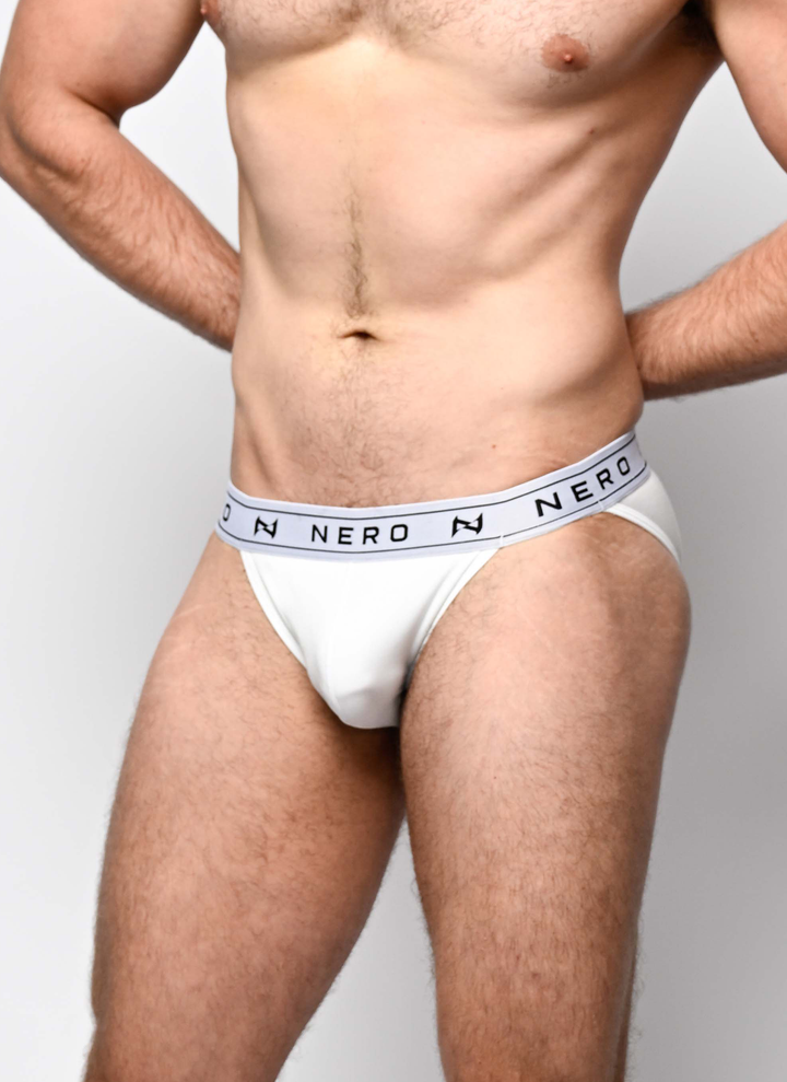 Nero New York Men's Sports Brief in white – bamboo cotton blend athletic brief