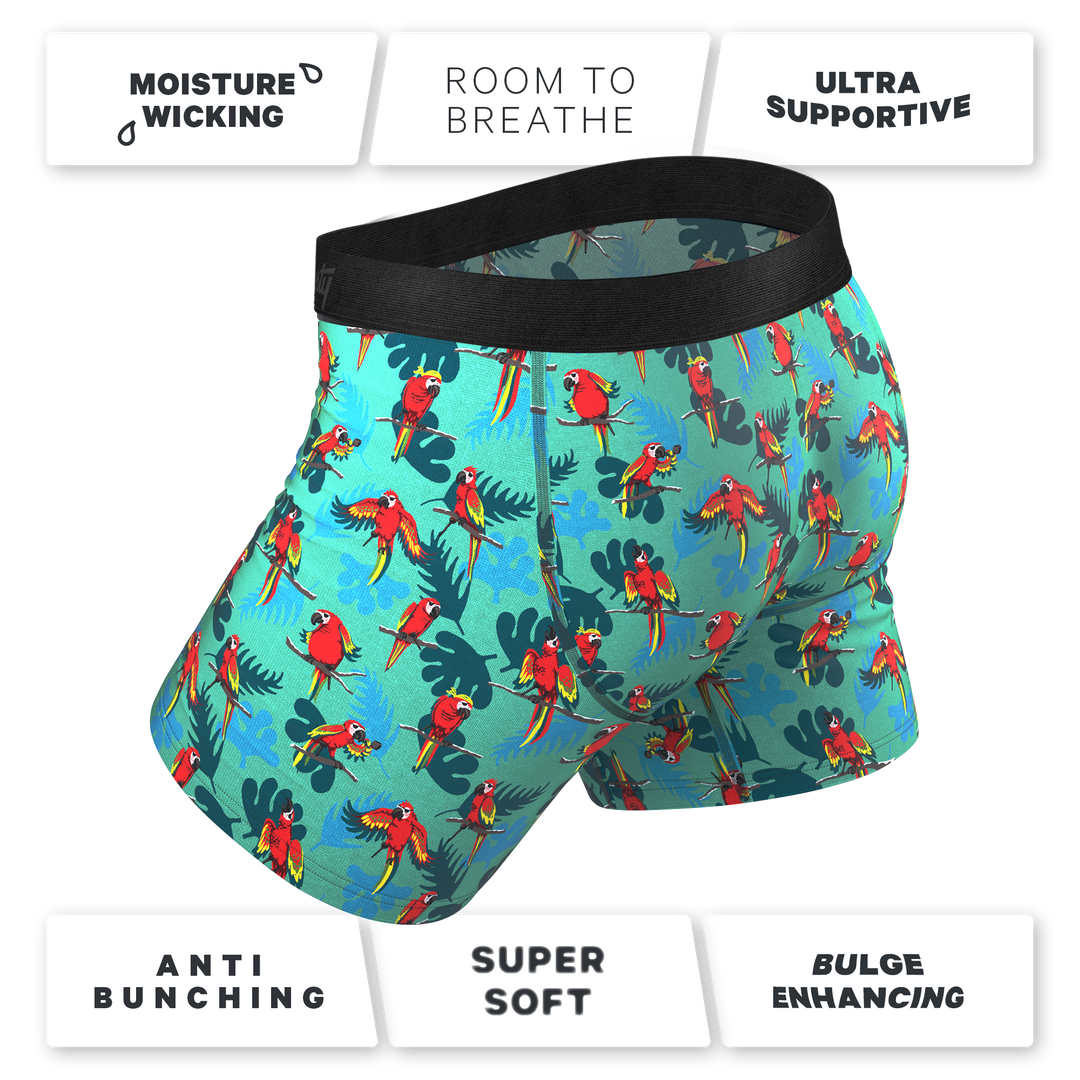 The Squawk Tease Tropical Parrot Underwear | Ball Hammock® Pouch Boxer Briefs