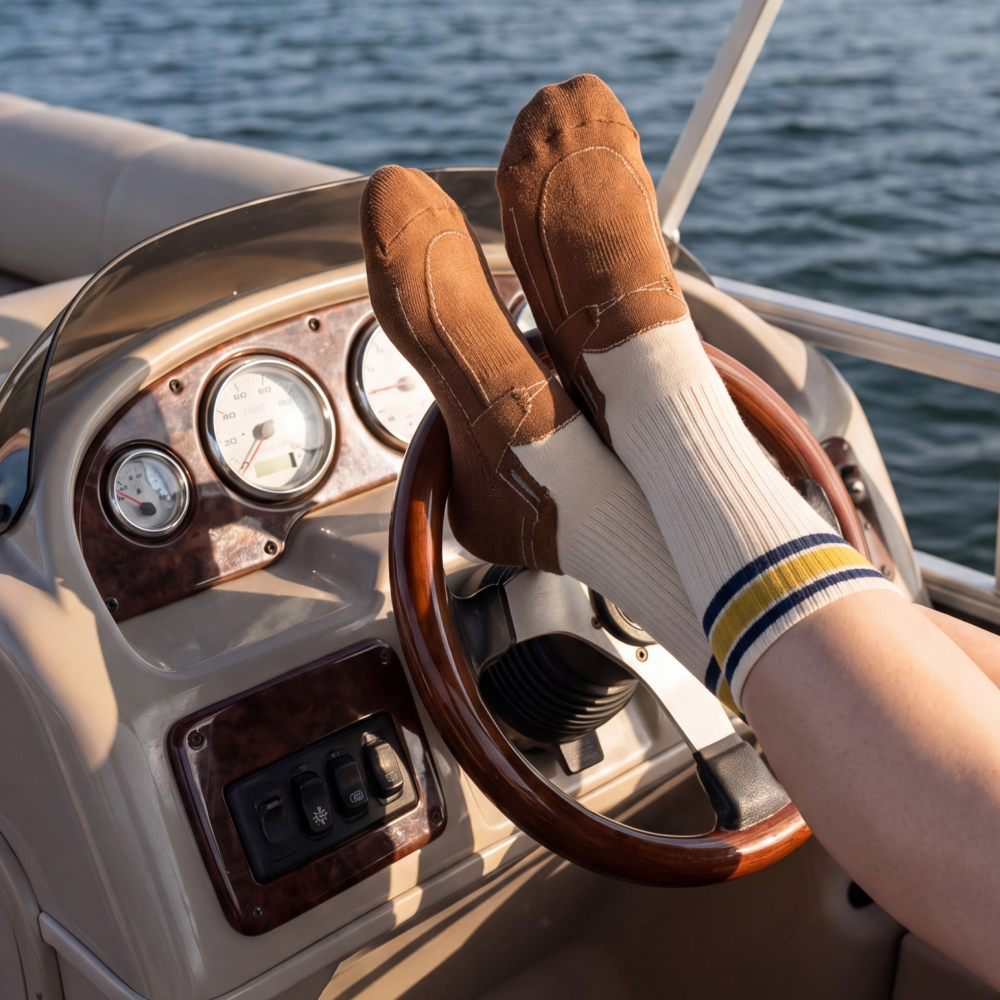 Shinesty The Boats Rockin boat shoe Heel Hammock crew socks – men's boat shoe print crew socks