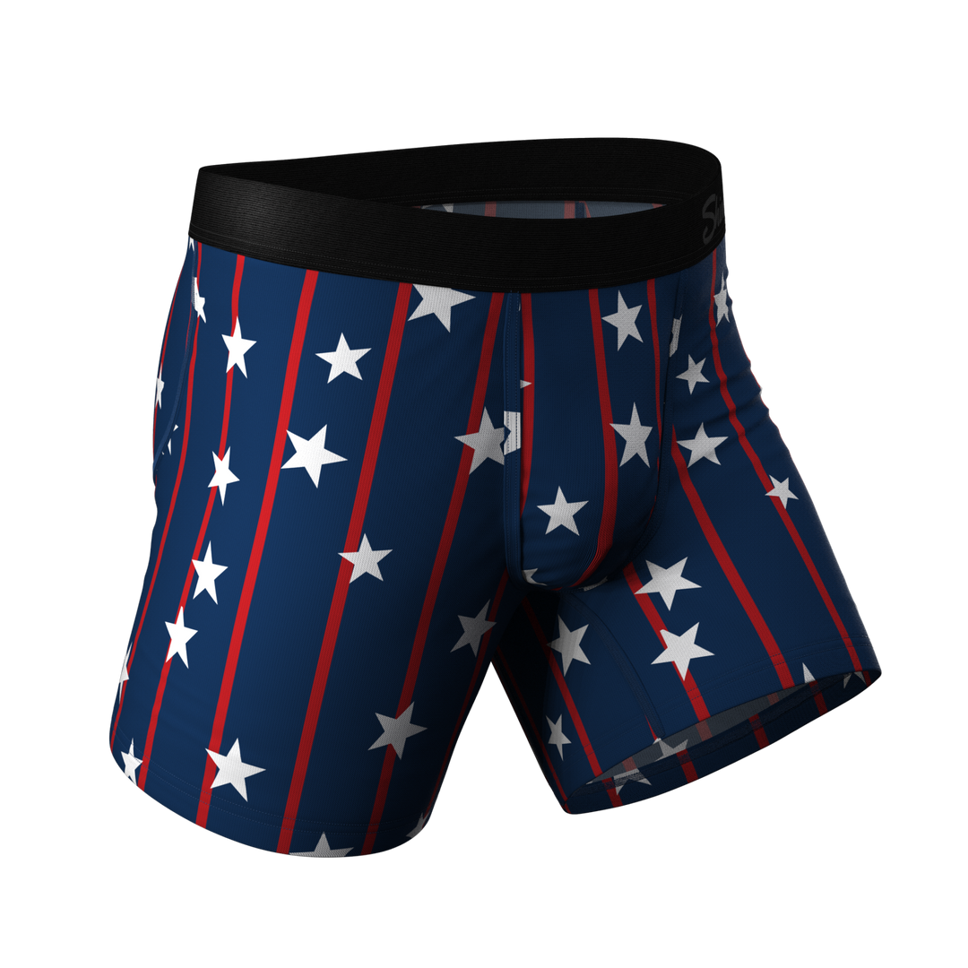 Stars & Stripes: USA Pinstripe Boxer Briefs with Ball Hammock® Pouch