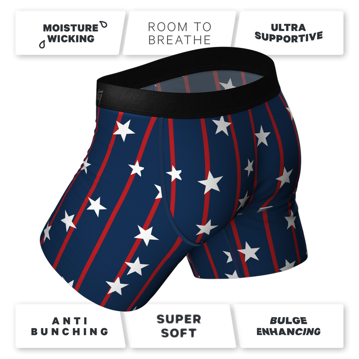 Stars & Stripes: USA Pinstripe Boxer Briefs with Ball Hammock® Pouch
