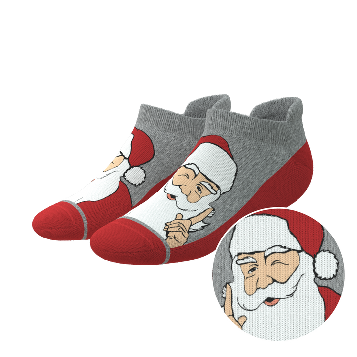 Shinesty The Stocking Santa Claus Heel Hammock ankle socks – men's Santa print holiday ankle socks