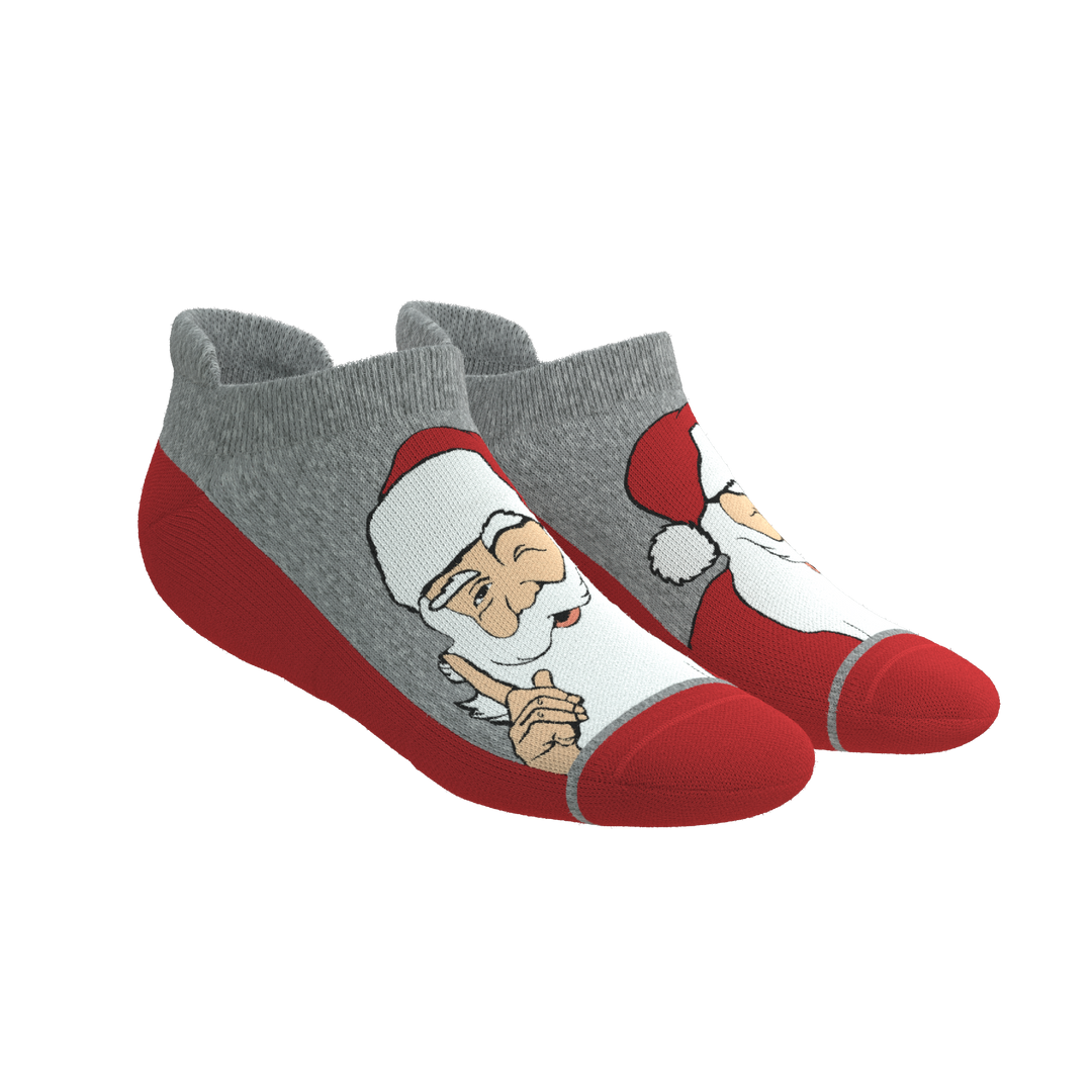 Shinesty The Stocking Santa Claus Heel Hammock ankle socks – men's Santa print holiday ankle socks
