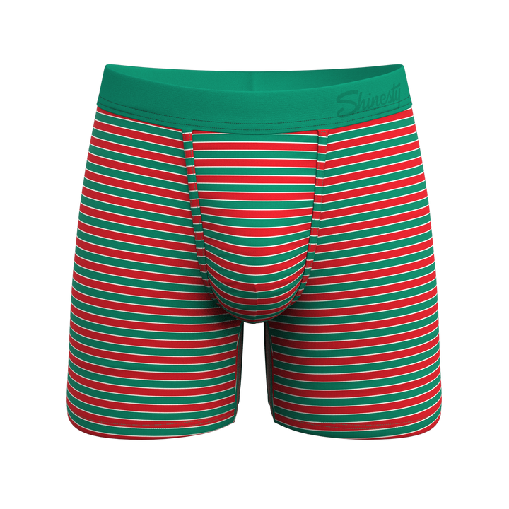 The Stripe Club Christmas Ball Hammock® Pouch Underwear | Red & Green Striped Boxer Briefs