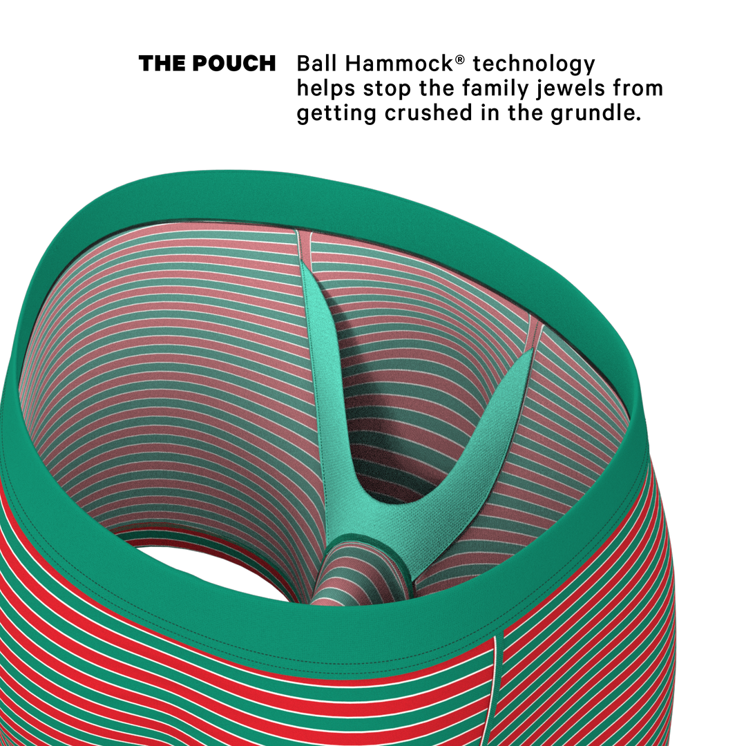 The Stripe Club Christmas Ball Hammock® Pouch Underwear | Red & Green Striped Boxer Briefs