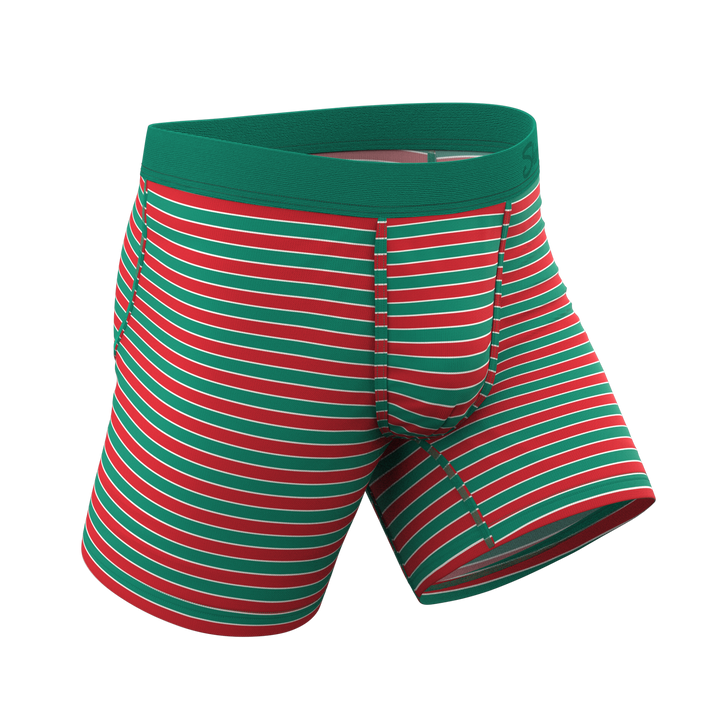The Stripe Club Christmas Ball Hammock® Pouch Underwear | Red & Green Striped Boxer Briefs