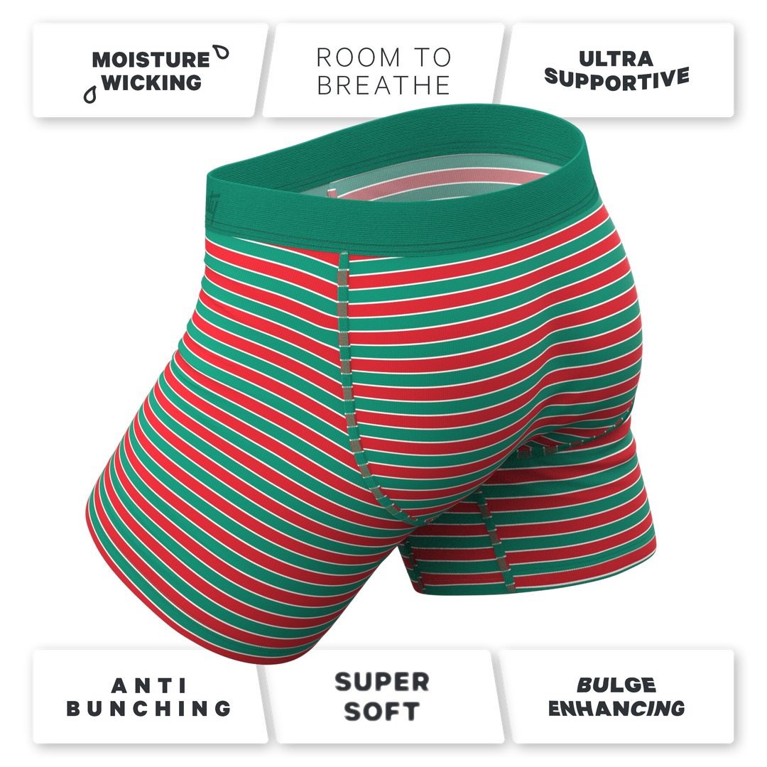 The Stripe Club Christmas Ball Hammock® Pouch Underwear | Red & Green Striped Boxer Briefs