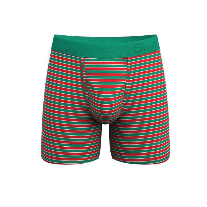The Stripe Club Christmas Ball Hammock® Pouch Underwear | Red & Green Striped Boxer Briefs