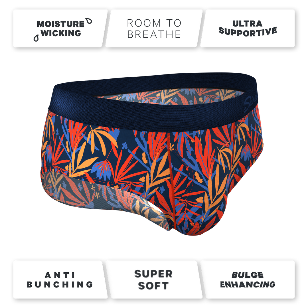 Shinesty "San Diego Sunrise" Tropical Foliage Briefs with Ball Hammock® Pouch