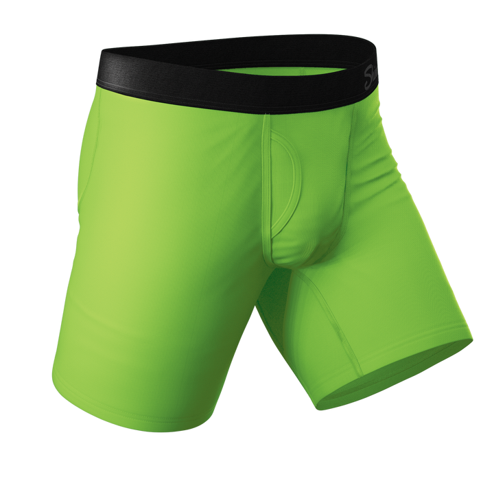 Supernova Bright Green Long Leg Boxer Briefs with Ball Hammock® Pouch & Fly