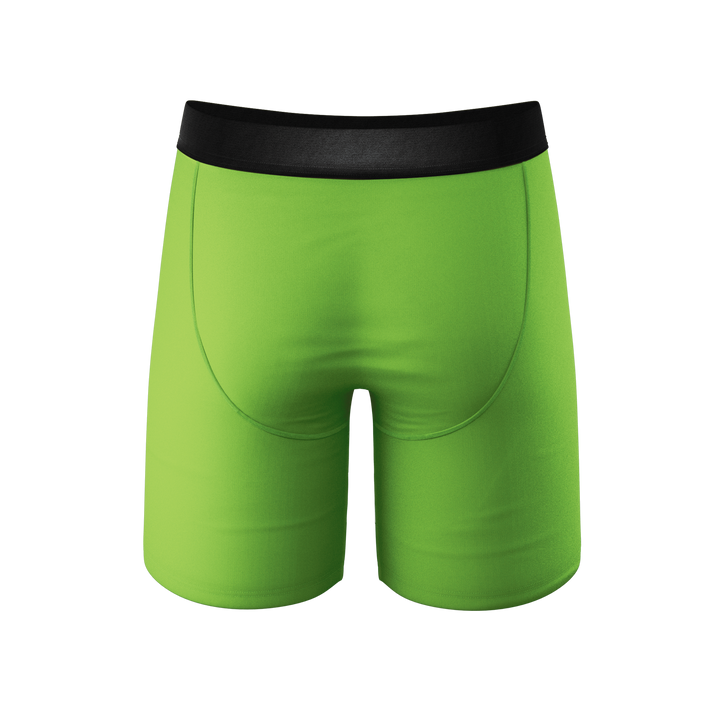 Supernova Bright Green Long Leg Boxer Briefs with Ball Hammock® Pouch & Fly