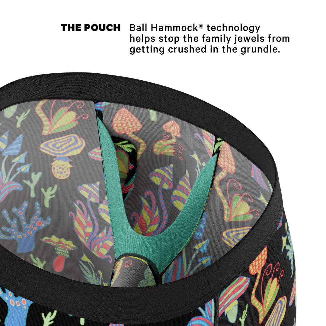 The Super Shroom | Neon Mushrooms Long Leg Ball Hammock® Pouch Underwear With Fly